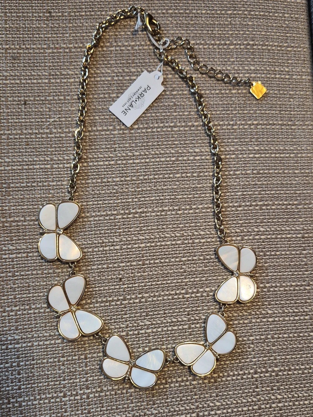 Park Lane Gold-Tone Necklace with White Petal Charms - Picture 1 of 3